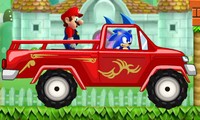Sonic transporte Mario en voiture